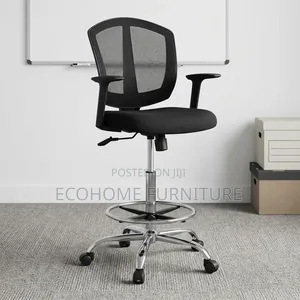 Office Chair - Adjustable Mesh High Stool with Footrest