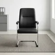 Visitor Chair - Black Leather Office Chair with Chrome Frame - 1