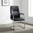 Visitor Chair - Black Leather Office Chair with Chrome Frame - 2