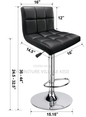 Furniture Village Kiti cha Baa chenye Urefu Unaoweza Kurekebishwa - Nyeusi