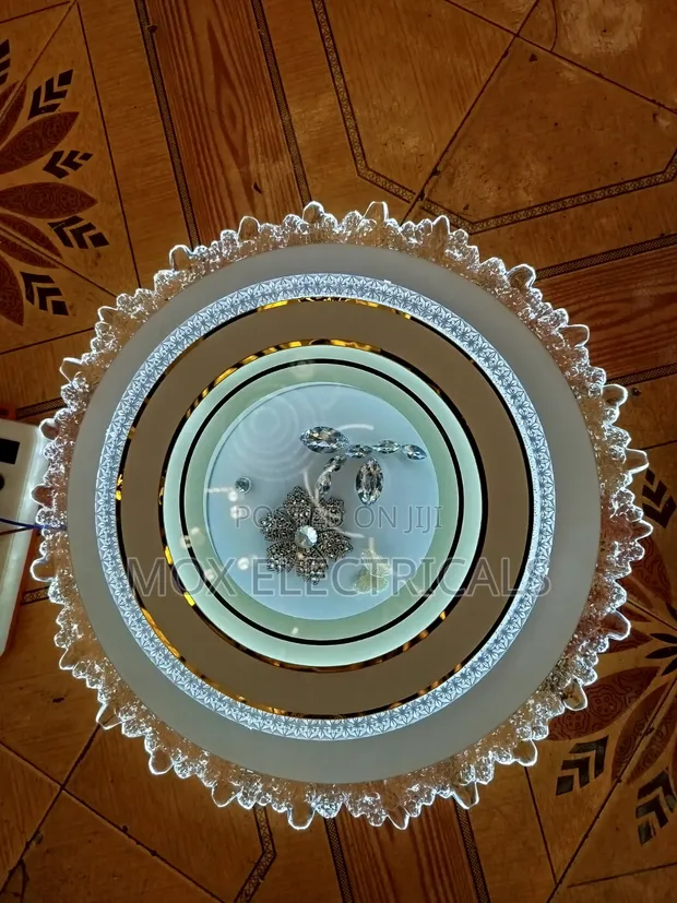 Elegant Round Flush Mount Ceiling Light with Crystal Accents - 1