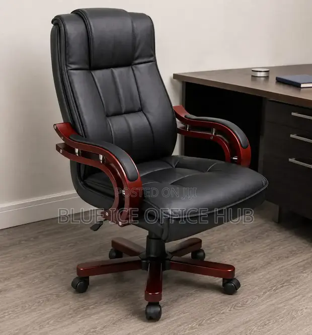 Black Leather High Back Boss Chair - 1