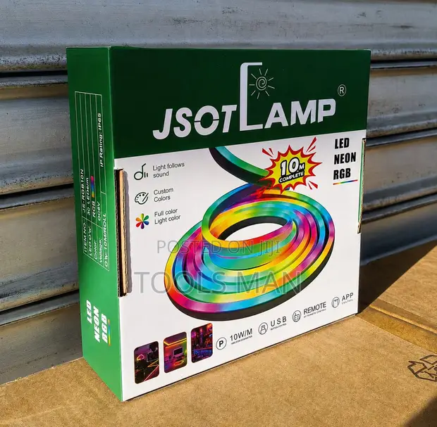 JSOTLAMP 10m RGB LED Neon Strip Light with Remote & App Control - 1