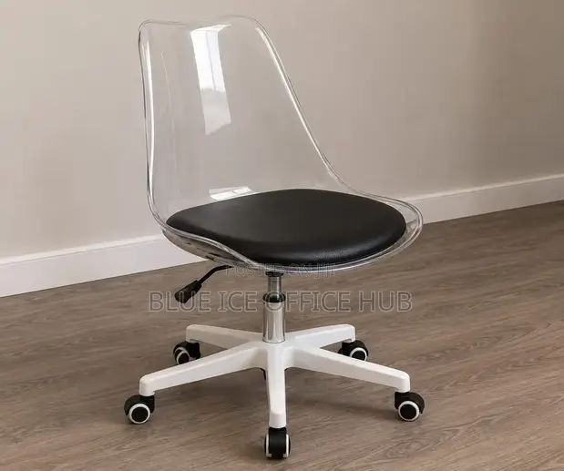 Clear Transparent Office Chair with Black Cushion - 1