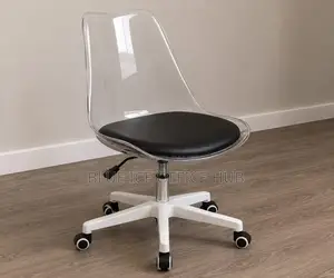 Clear Transparent Office Chair with Black Cushion