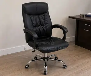 Black Executive Office Chair with Padded Backrest