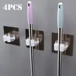4 Pcs Wall Mounted Mop and Broom Holder Clip Organizer - 1