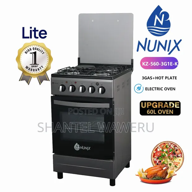 New Nunix 50x55 Standing Cooker 3+1 Burners - 1