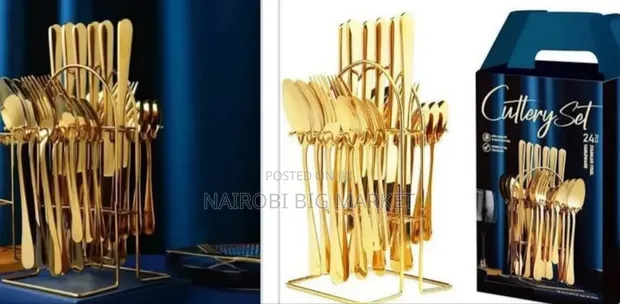 24 Pieces Gold Cutlery Set - 1