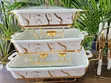 3 Pcs White Gold Ceramic Chafing Dishes - 1