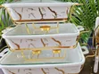 3 Pcs White Gold Ceramic Chafing Dishes - 2