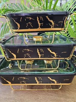3pcs Black Gold Ceramic Chafing Dishes