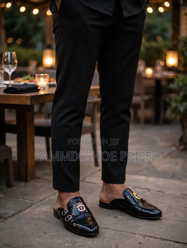 Black Patent Mule Loafers - 1
