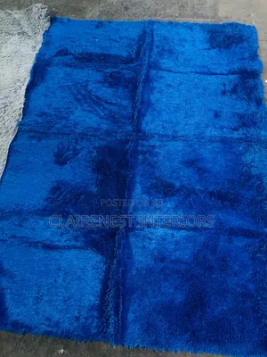 Blue and Grey Fluffy Carpet