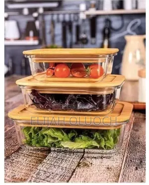 3pc Glass Bowl Containers with Bamboo Lids