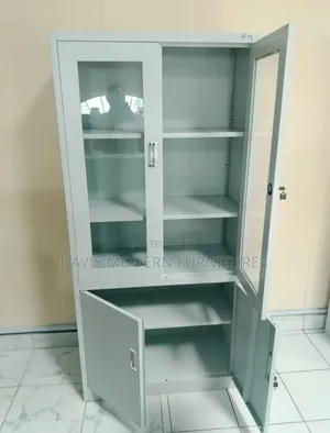 Kabati la Ofisi la Chuma la Sehemu 2 lenye Milango ya Kioo