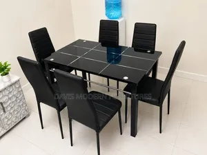 6-Seater Modern Black Dining Table Set