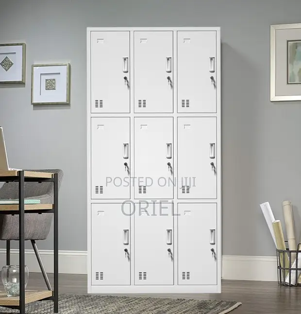 Staff 9-Unit Steel Locker Cabinet - White - 1