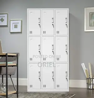 Staff 9-Unit Steel Locker Cabinet - White