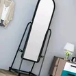 Black Full Length Mirror With Wheels Shoe Rack - 1