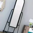 Black Full Length Mirror With Wheels Shoe Rack - 2