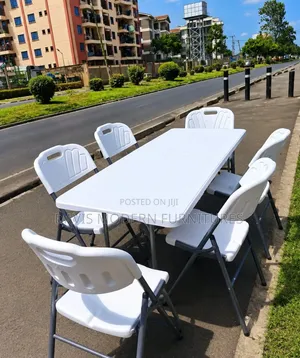 6ft Foldable Plastic Table with 8 Chairs Set