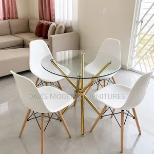 Modern 4-Seater Round Dining Set