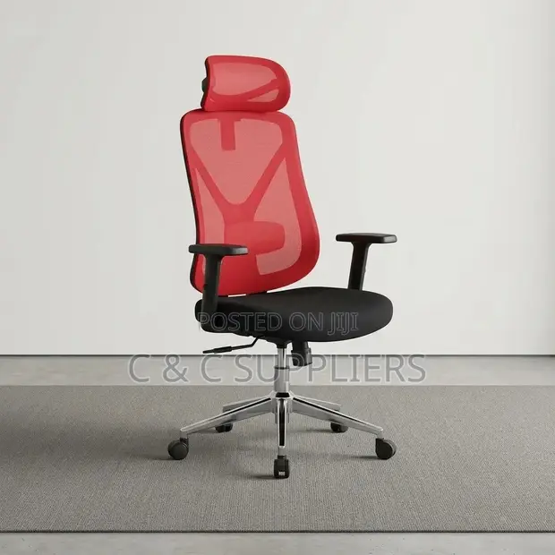 Ergonomic Red Mesh High Back Office Chair - 1