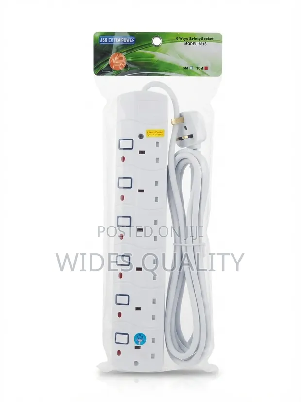 JSB Extra Power 6-Way Safety Socket with Surge Protector - 1