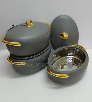 3 PC Luxury Forever Gold Insulated Hotpot / 3 PCs Hotpot