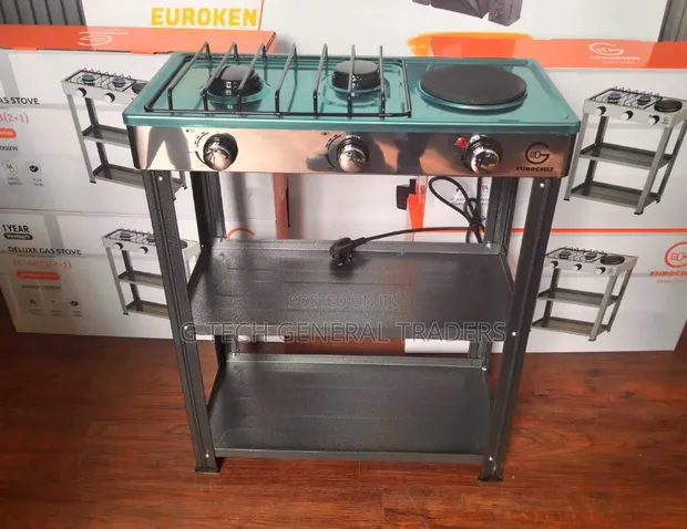 Eurochef 2 Gas + 1 Hotplate Standing Cooker with Shelves - 1