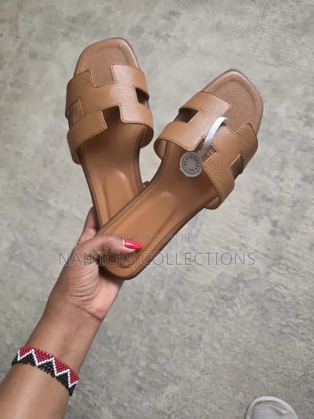 Hermes Brown Leather Sandals - 1