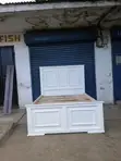 5x6 Boxed Trim White Wooden Bed Frame - 1