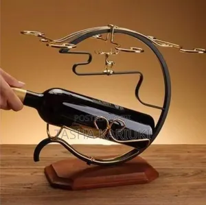 *Golden Deer Wine Rack Set With 6 Tot Glasses