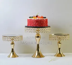 3-Tier Gold Cake Stand Set with Mirror Tops