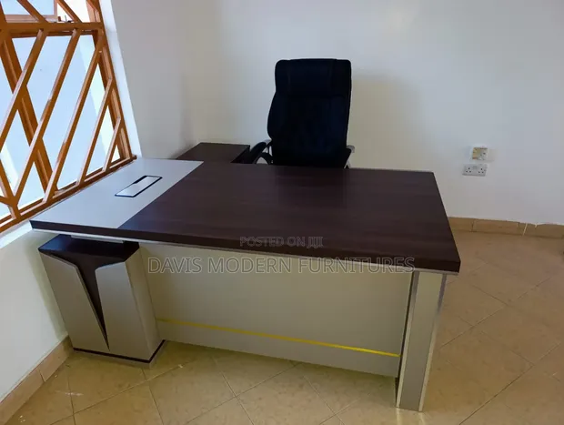 Executive L-Shaped Office Desk with Chair - 1