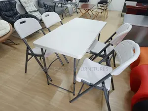 4-Seater Foldable Plastic Table with Chairs Set