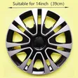 14" Dual Tone Black and Silver Spoke Design Wheel Caps - 2
