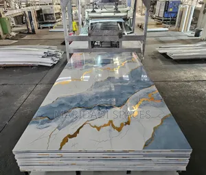 White & Gold UV Marble PVC Sheet - 4ft x 8ft High Gloss Wall Panel