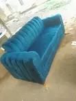 3 Seater Teal Studded Scallop Sofa - 1