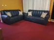 Navy Blue 3-Seater + 2-Seater Faux Leather Sofa Set - 1