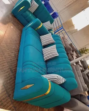 Teal 5-Seater Bubble Sofa with Gold Trim