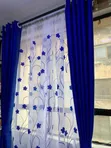 Soft Plain Blue and Grey Curtains - 1