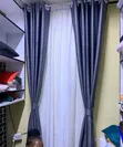 Soft Plain Blue and Grey Curtains - 2
