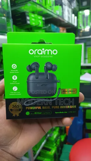 Oraimo SpaceBuds Lite OTW-324 with Anti-Lost Lanyard (40Hrs Playtime)