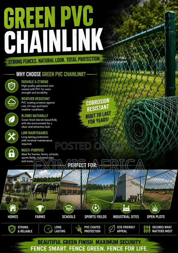 Heavy Gauge PVC Chainlink 5ft x 18m (12.5 Gauge, 80x80mm Mesh) - 1