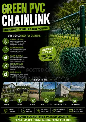 Heavy Gauge PVC Chainlink 5ft x 18m (12.5 Gauge, 80x80mm Mesh)