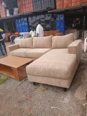 Sofa ya L-Shape ya Beige ya Viti 6