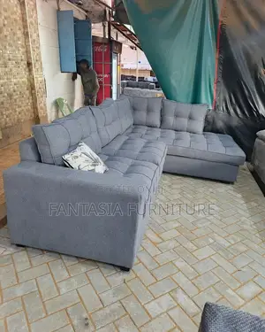 5 Seater Grey Sectional Sofa - Corner Style