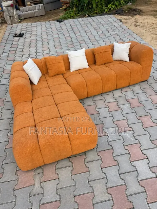 5 Seater Trendy Orange Bubble Sofa - 1